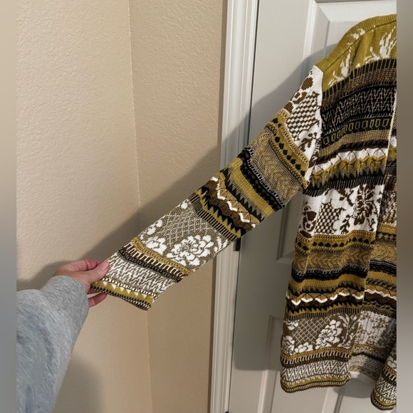 Dana Buchman Vintage Gold Brown Glam Long Button Up Cardigan Size M - Picture 5 of 11